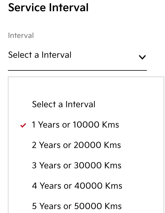 Select Service interval